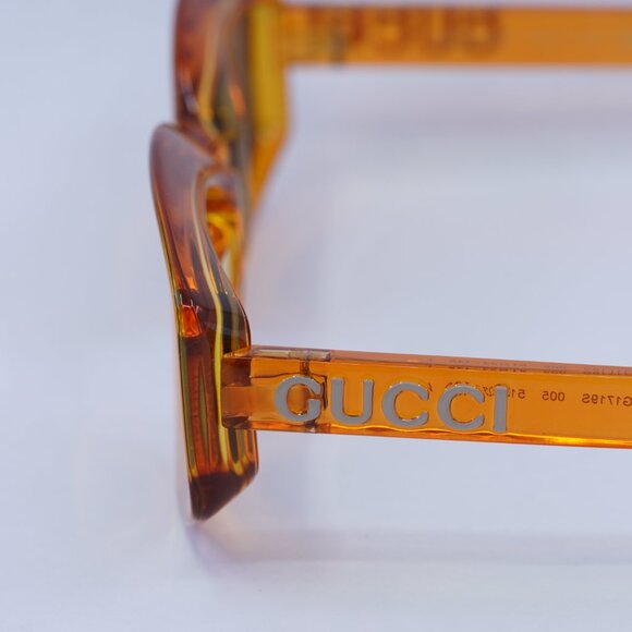 🕶️ New Gucci GG1719S 005 Sunglasses - Transparent Vivid Orange Frame - Picture 4 of 11